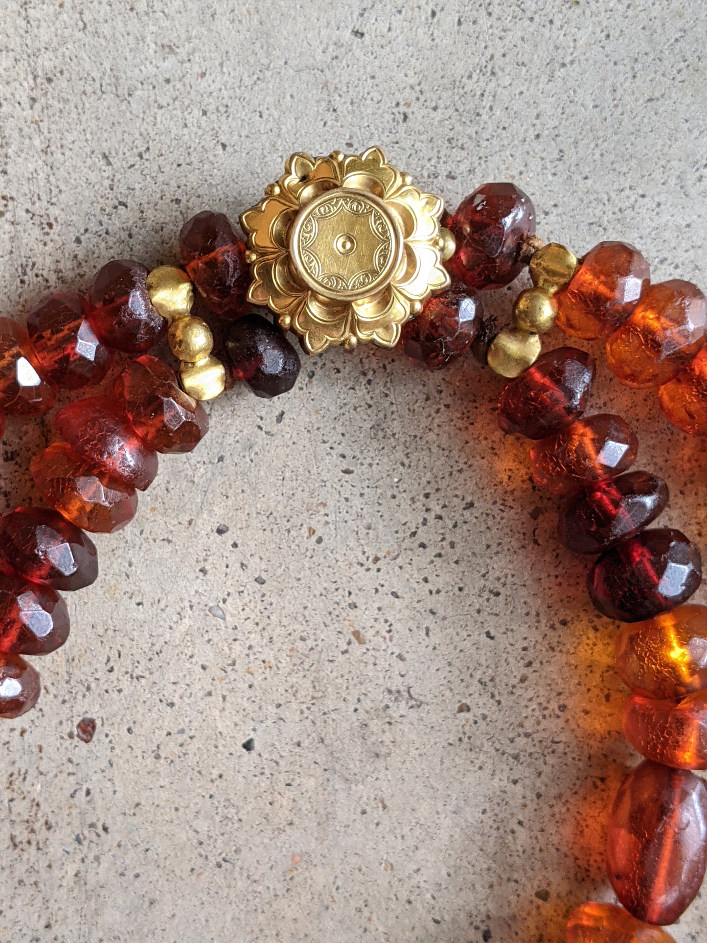 19th C. Double Strand Amber Choker Necklace