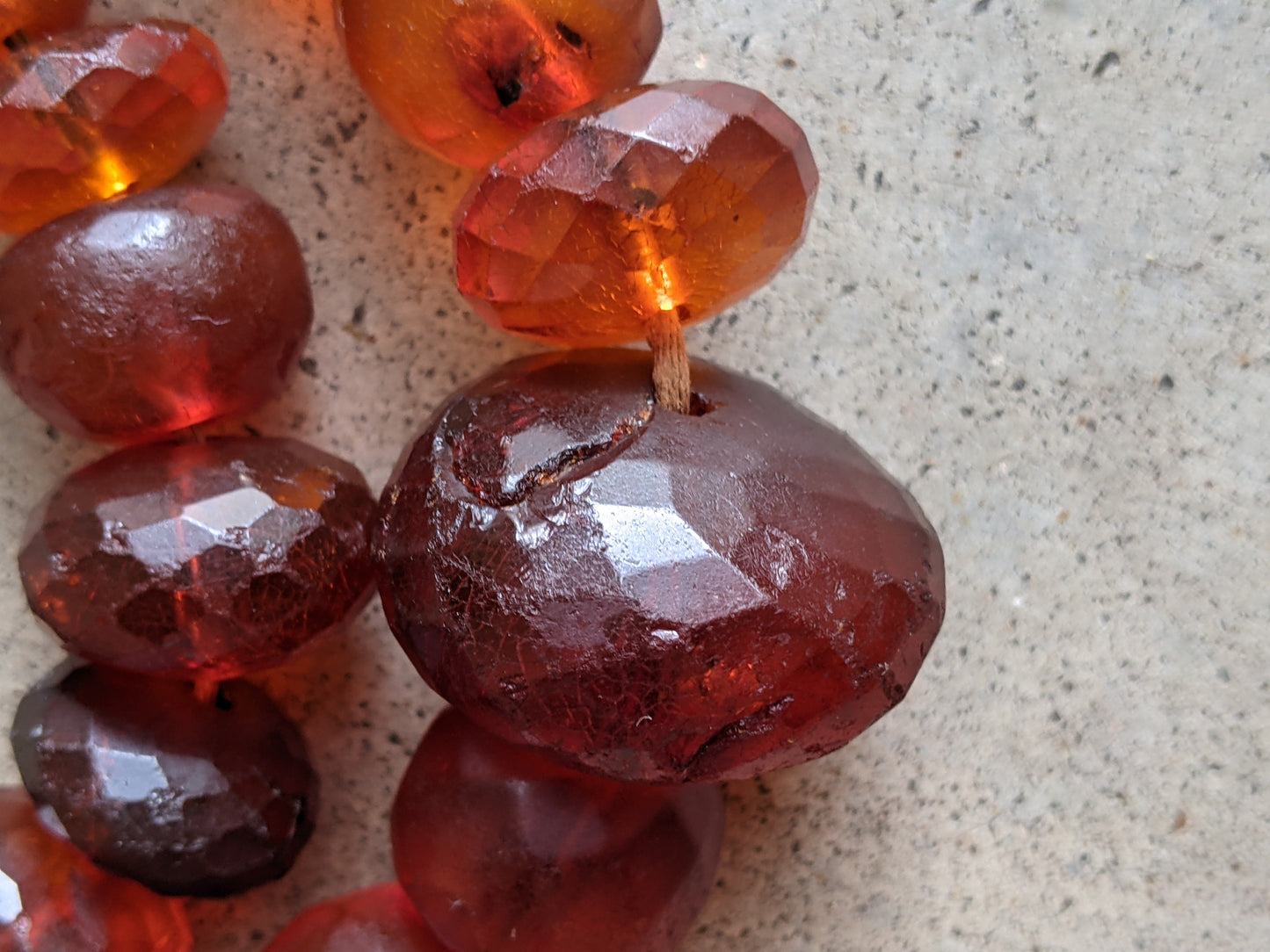 19th C. Double Strand Amber Choker Necklace