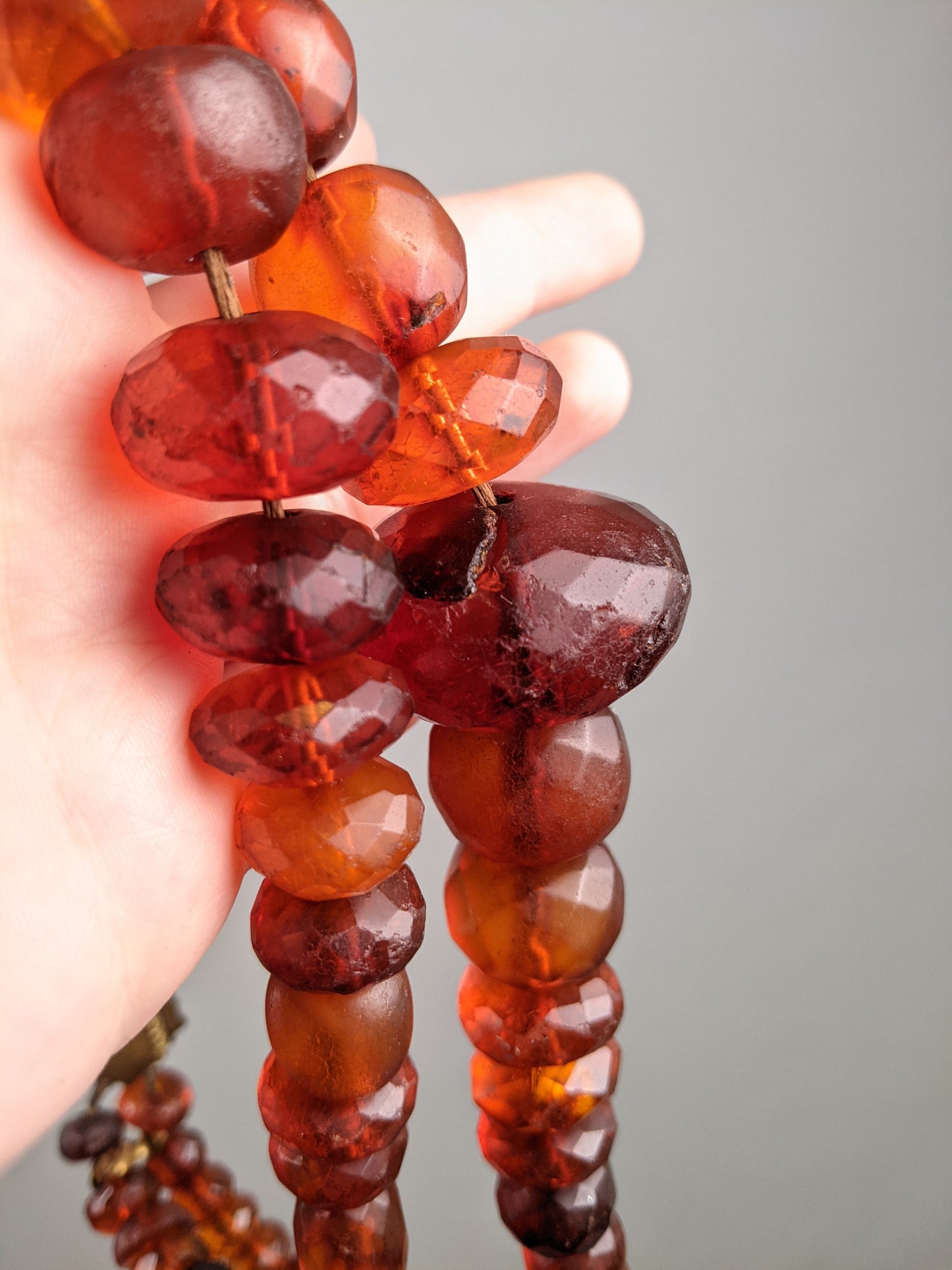 19th C. Double Strand Amber Choker Necklace