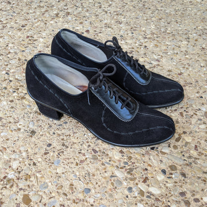 1950s Lace Up Suede Oxfords | Sz 7