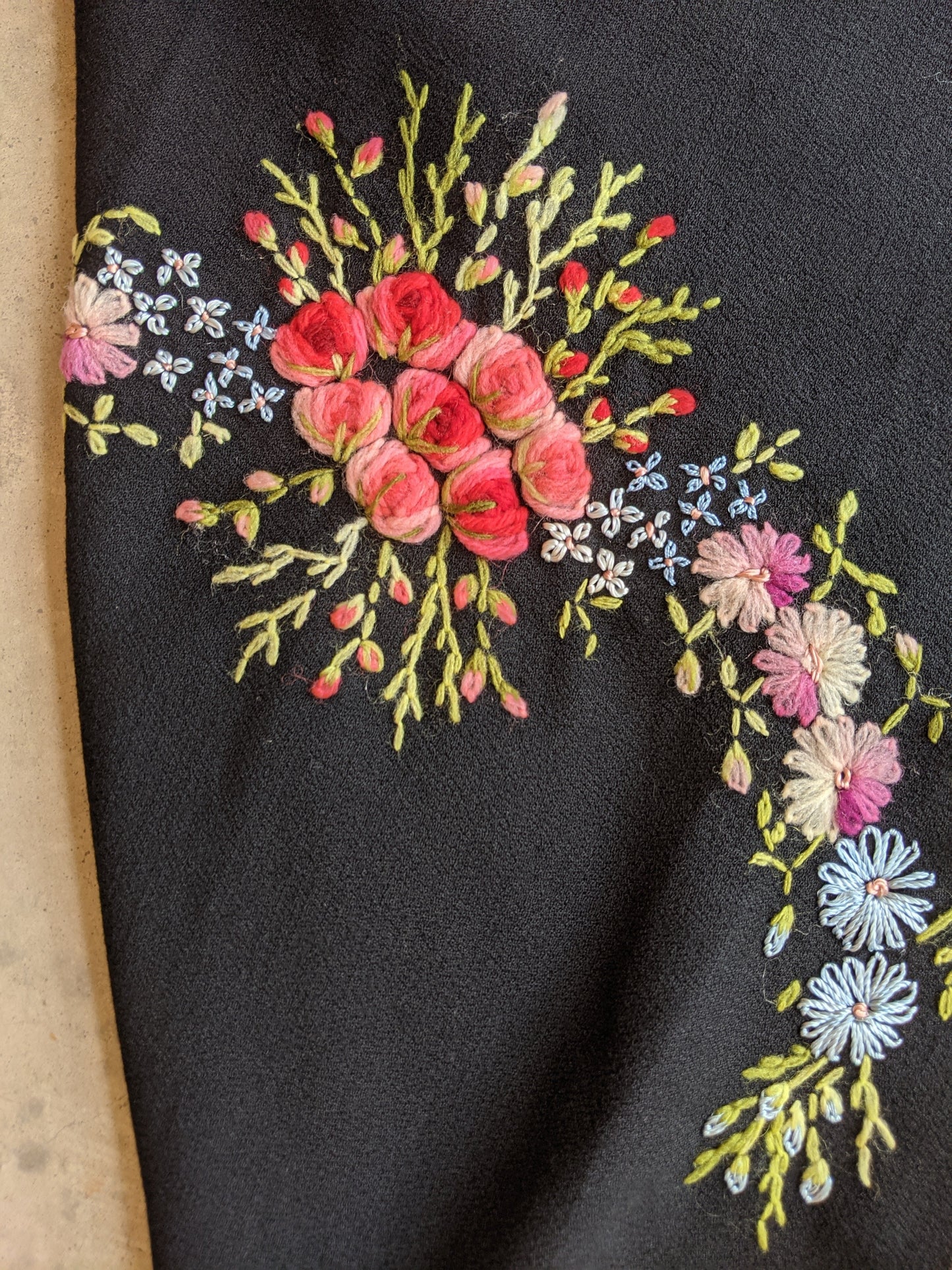 Early Vintage Embroidered Piano Shawl