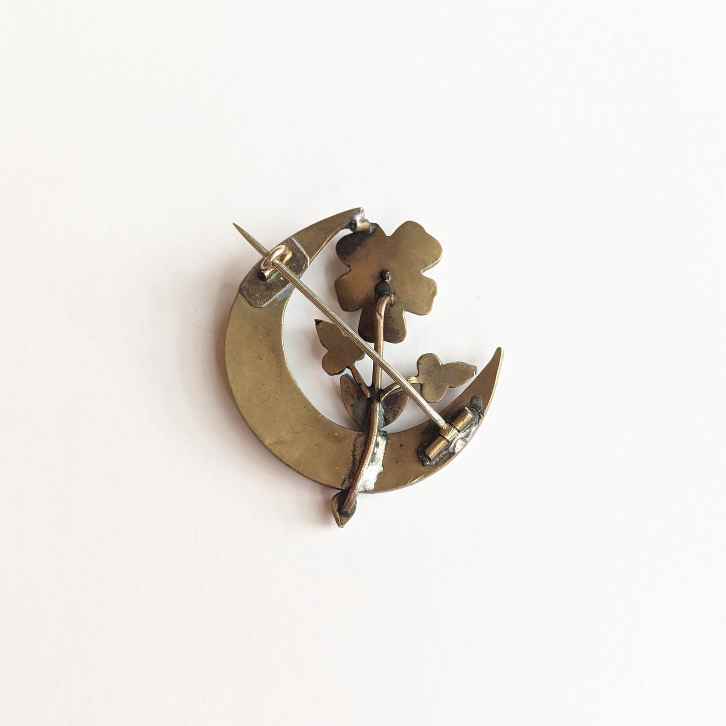 1890s Bohemian Garnet Flower Moon Brooch