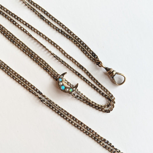 1900s-1910s Opal + Seed Pearl Slide Chain