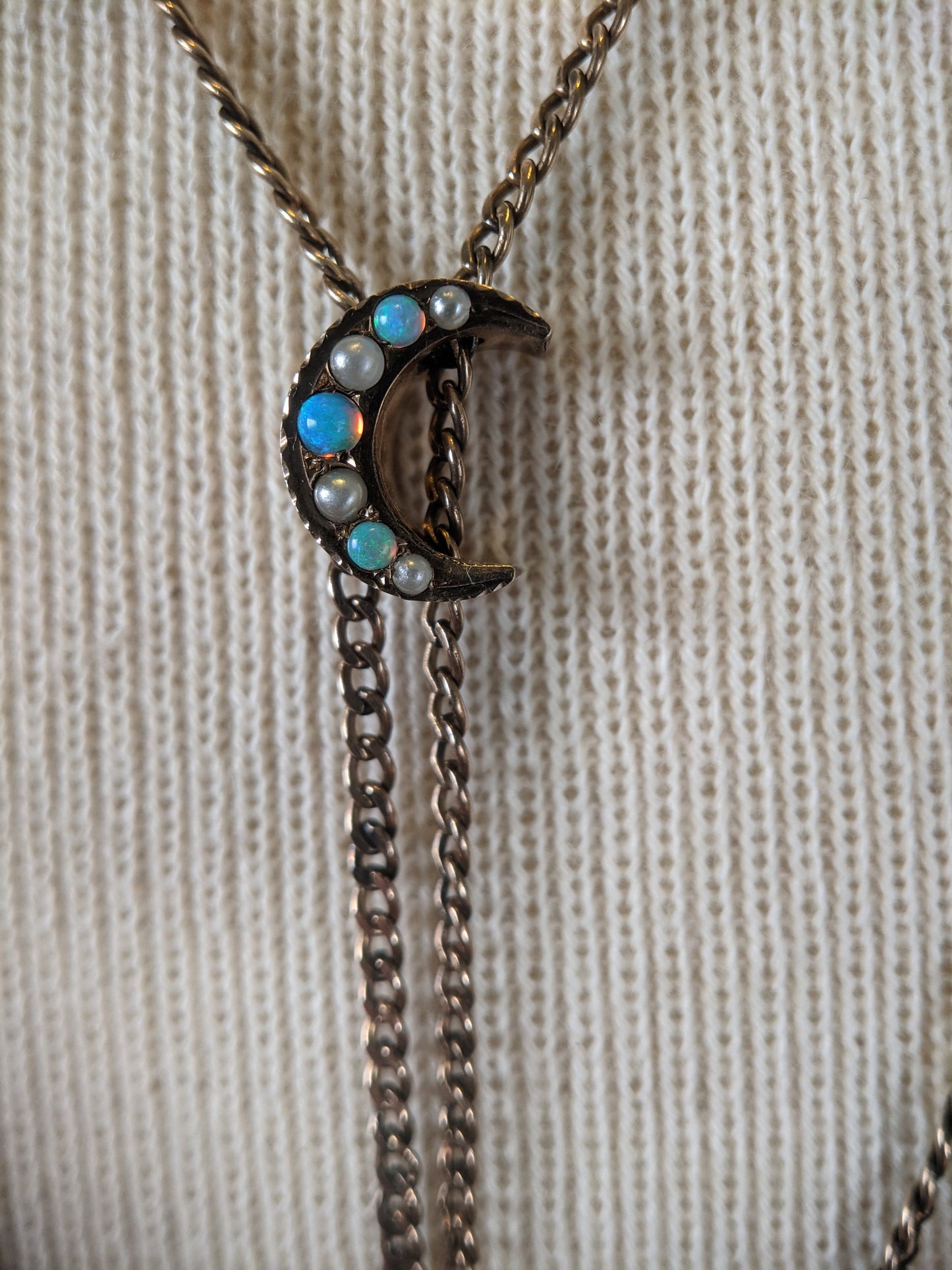 1900s-1910s Opal + Seed Pearl Slide Chain