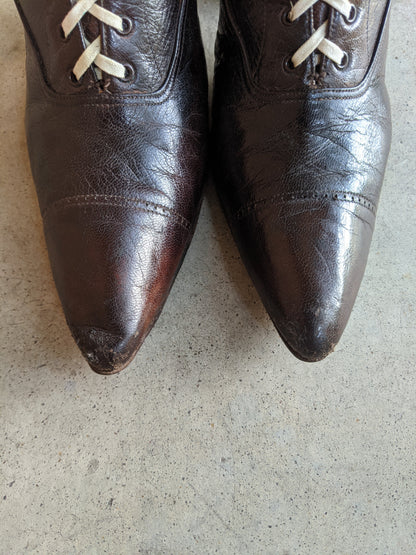1910s-1920s Brown Lace Up Boots | Approx Sz 7