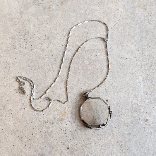 1920s White Gold Filled Lorgnette + Long Chain