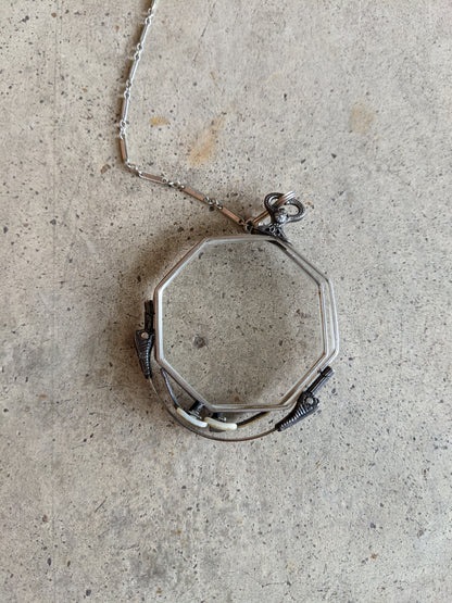 1920s White Gold Filled Lorgnette + Long Chain