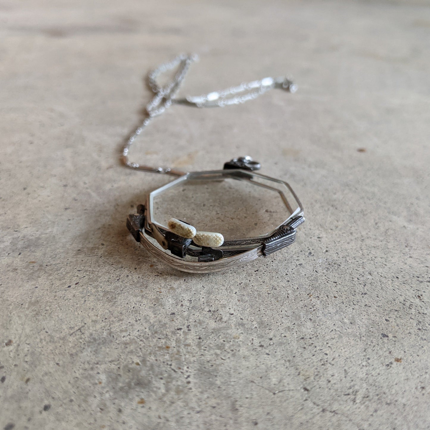 1920s White Gold Filled Lorgnette + Long Chain