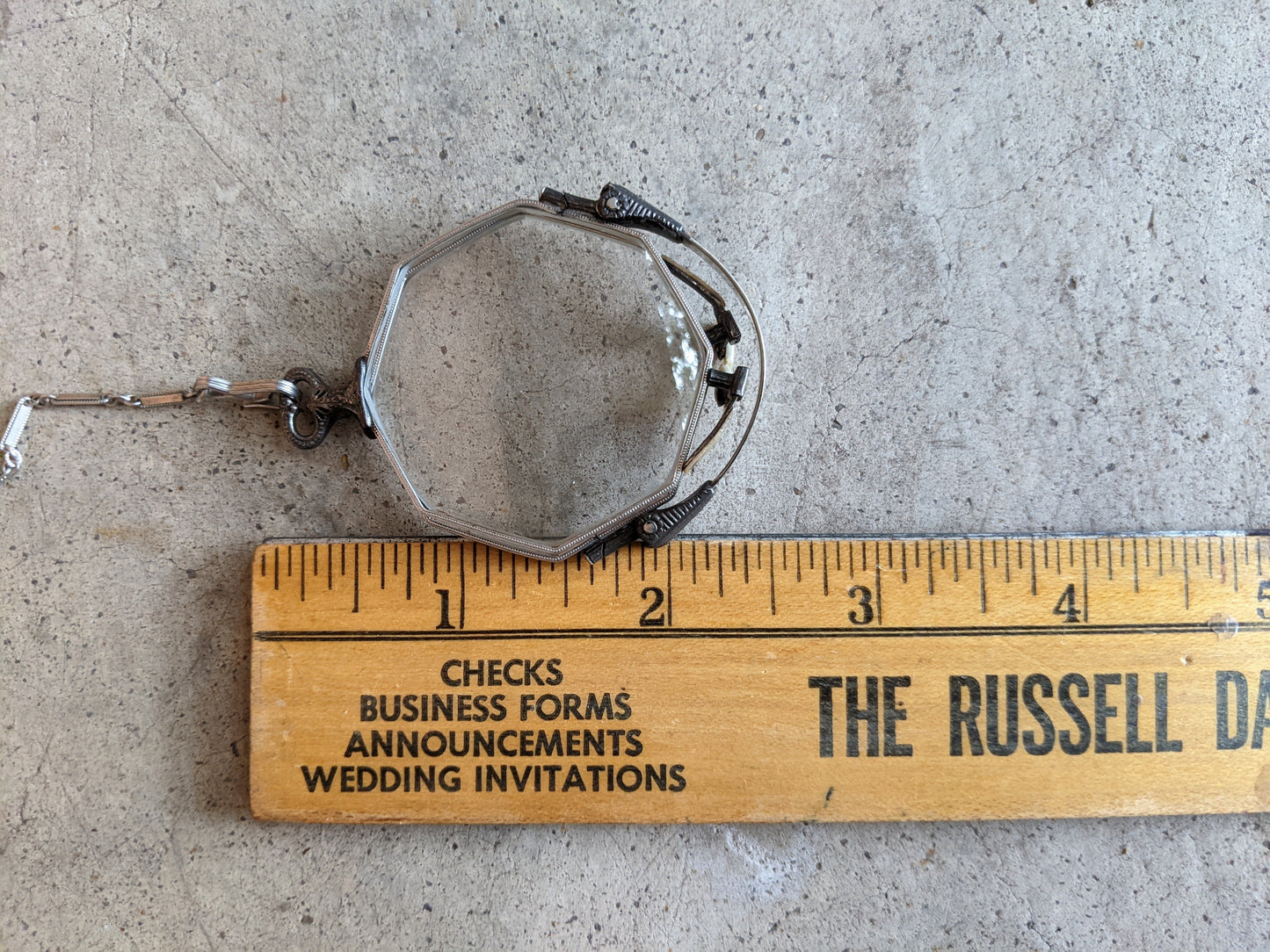 1920s White Gold Filled Lorgnette + Long Chain