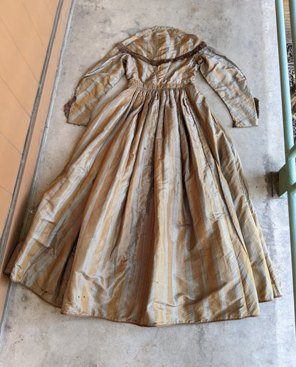 1860s Earth Tones Silk Gown