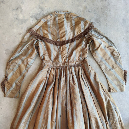 1860s Earth Tones Silk Gown