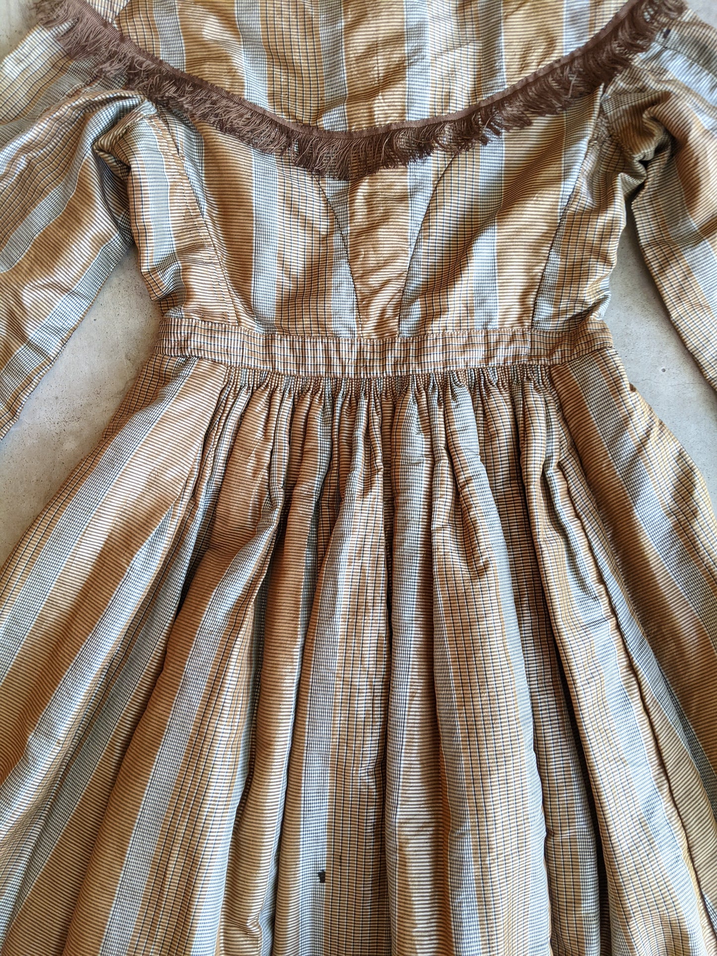 1860s Earth Tones Silk Gown