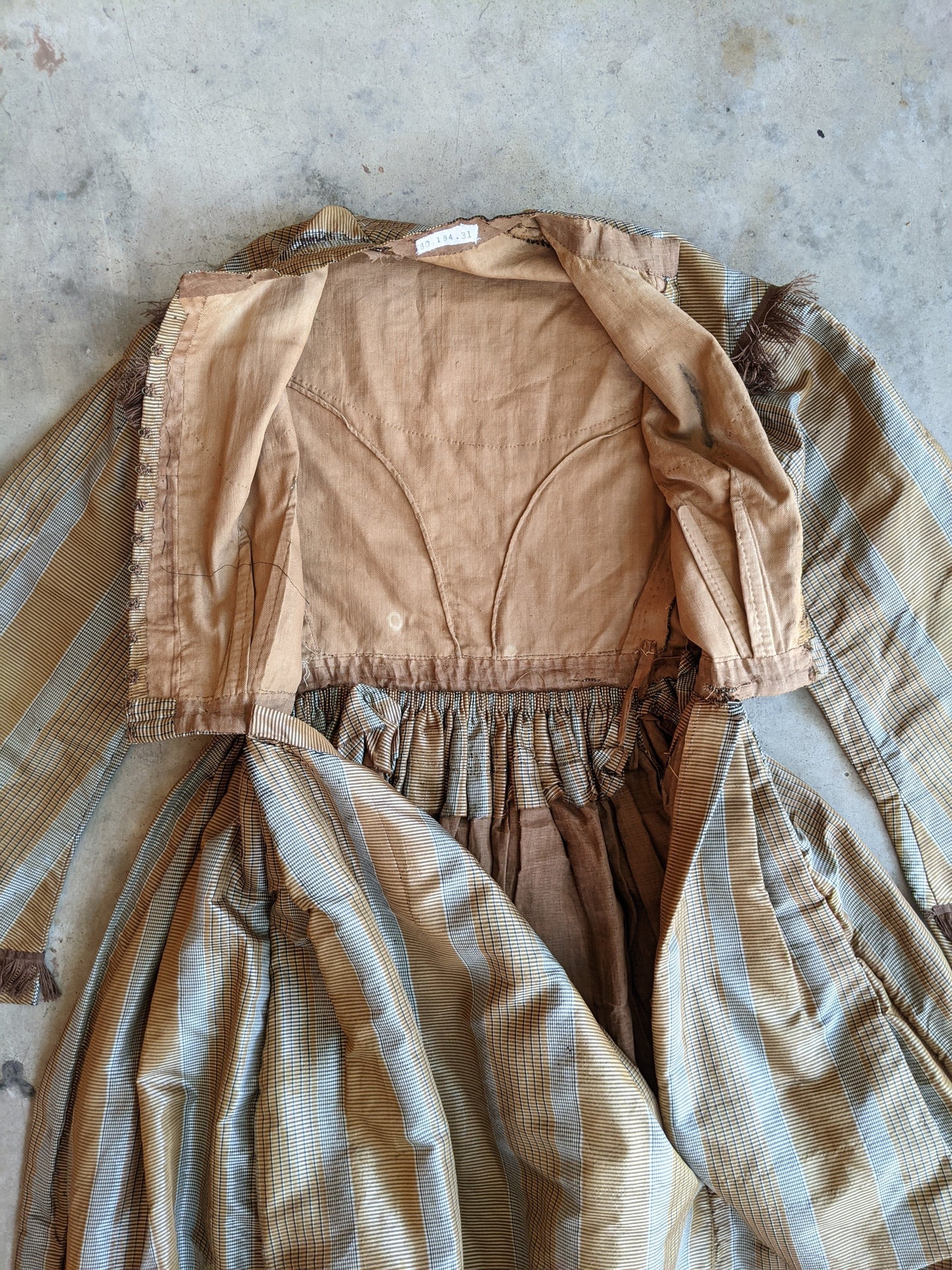 1860s Earth Tones Silk Gown