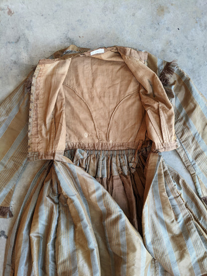 1860s Earth Tones Silk Gown