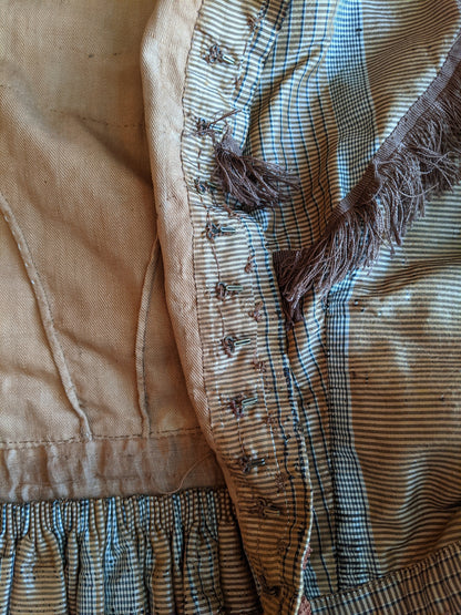 1860s Earth Tones Silk Gown
