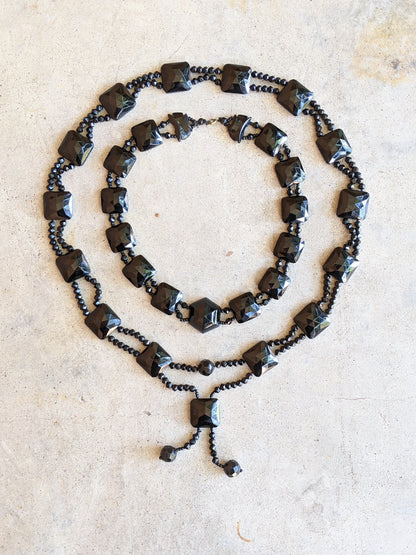 Art Deco French Jet Necklace Set | 2 Pc