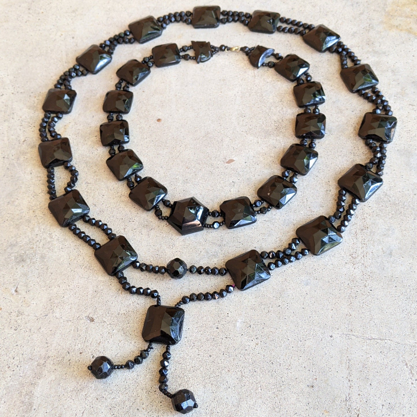 Art Deco French Jet Necklace Set | 2 Pc