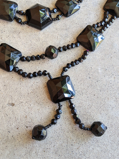 Art Deco French Jet Necklace Set | 2 Pc