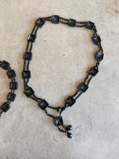 Art Deco French Jet Necklace Set | 2 Pc