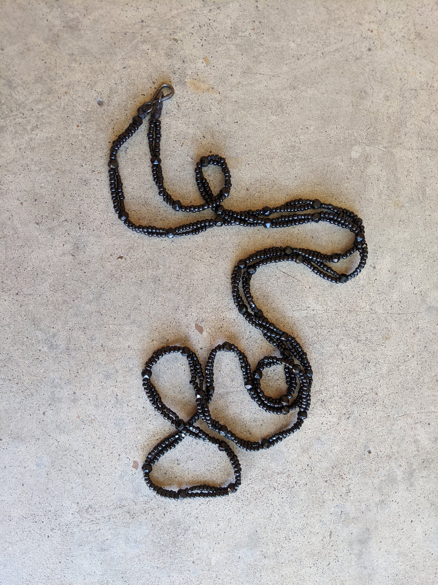 1920s French Jet Long Guard Chain