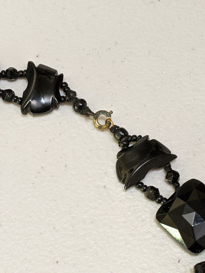 Art Deco French Jet Necklace Set | 2 Pc