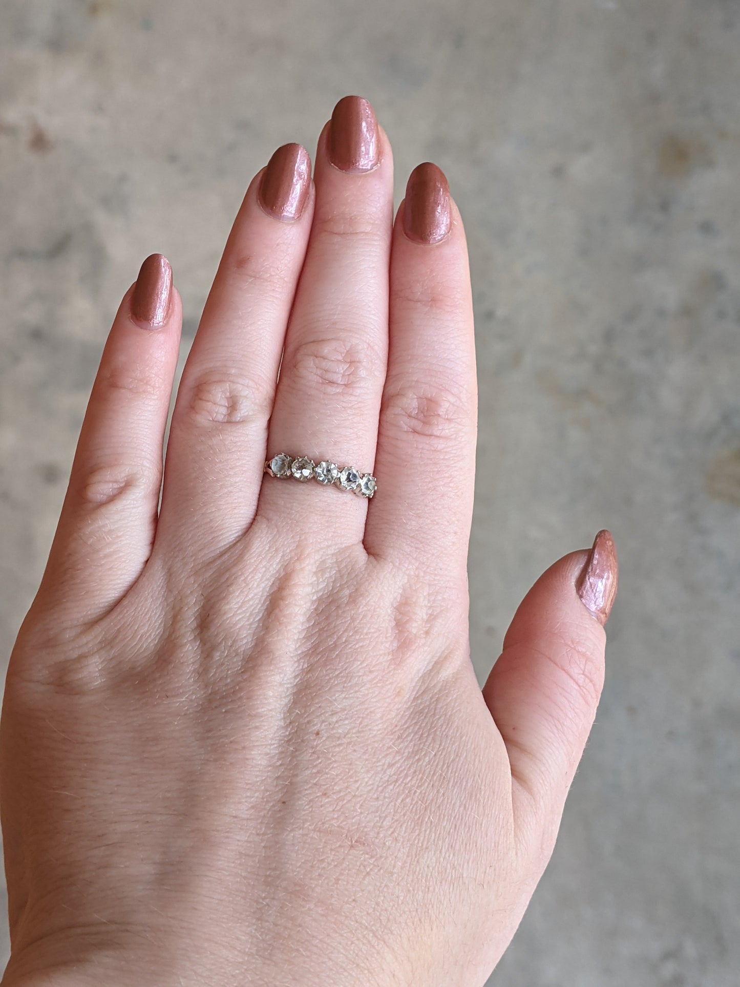Georgian Black Dot Paste Gold + Silver Ring