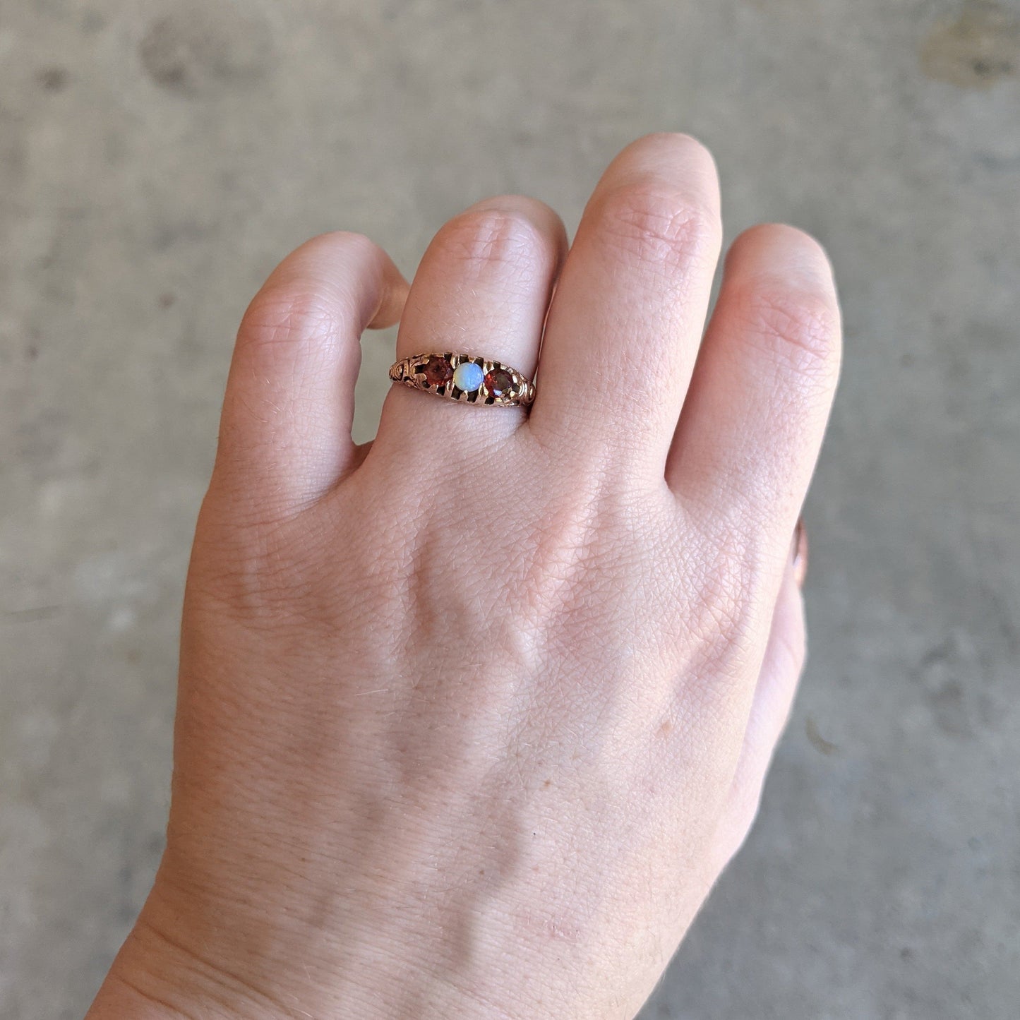 1890s-1900s Garnet + Opal Gold Ring