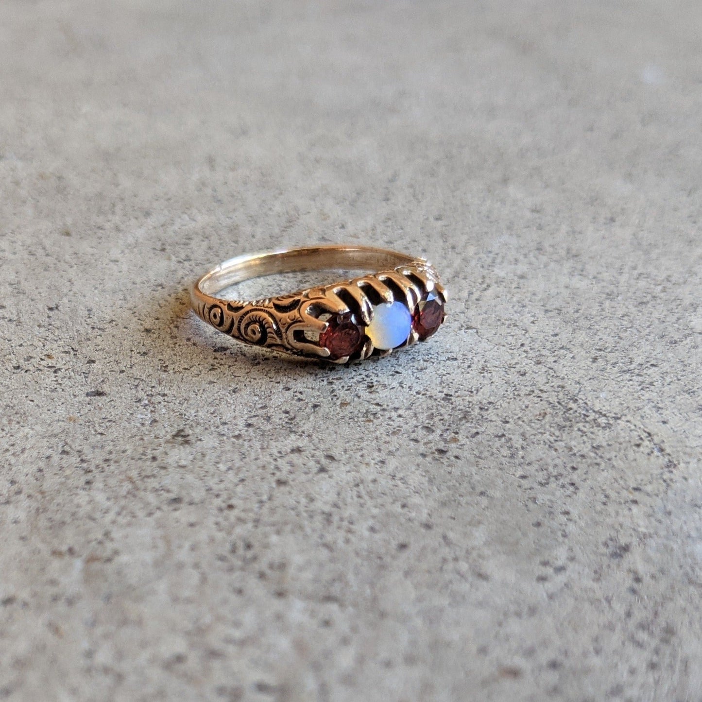 1890s-1900s Garnet + Opal Gold Ring