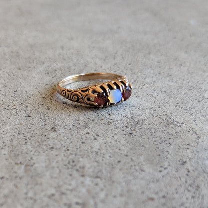 1890s-1900s Garnet + Opal Gold Ring