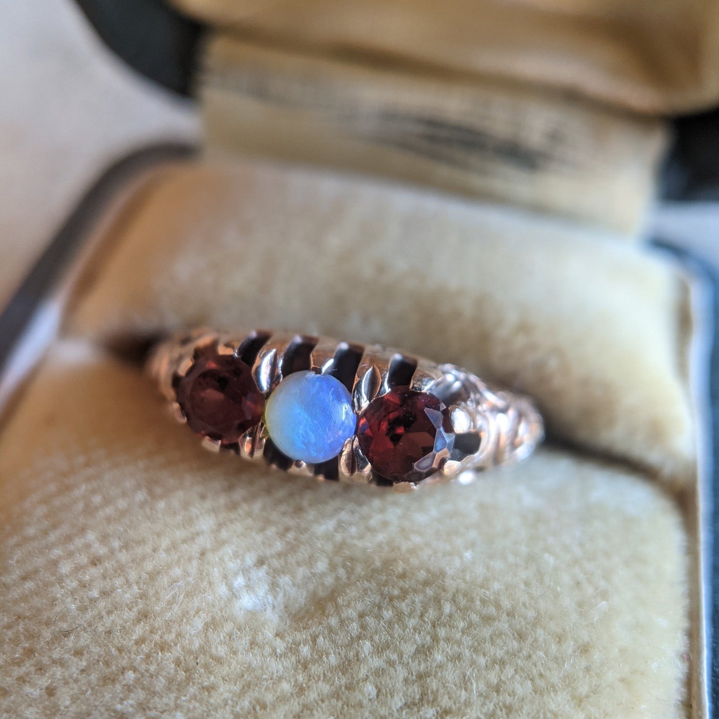 1890s-1900s Garnet + Opal Gold Ring