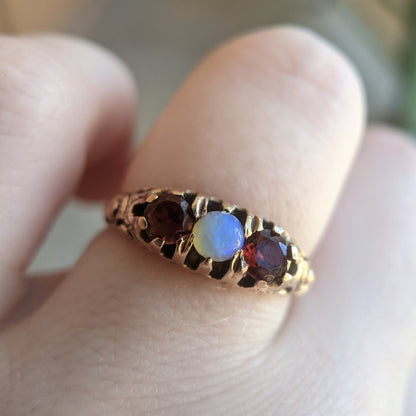 1890s-1900s Garnet + Opal Gold Ring
