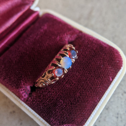 1890s-1900s Garnet + Opal Gold Ring