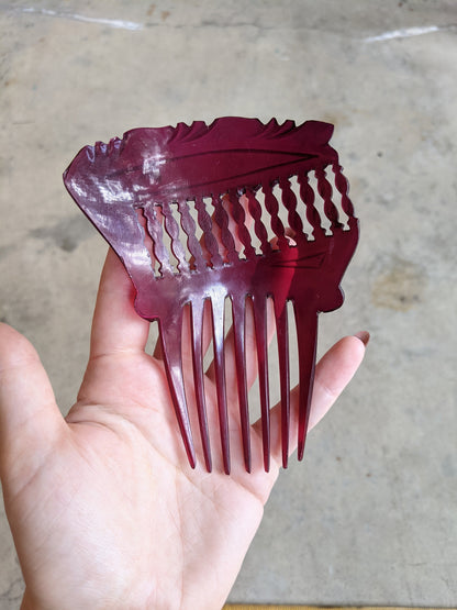 Early 20th C. Raspberry Hair Comb