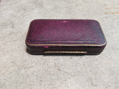 1900s-1910s Silver + Paste Moon Brooch in Box