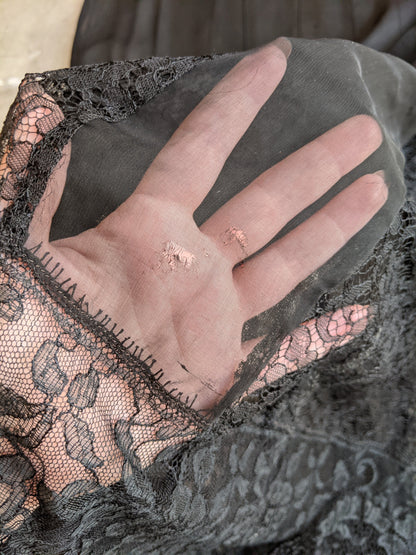 1930s Black Silk + Lace Dress
