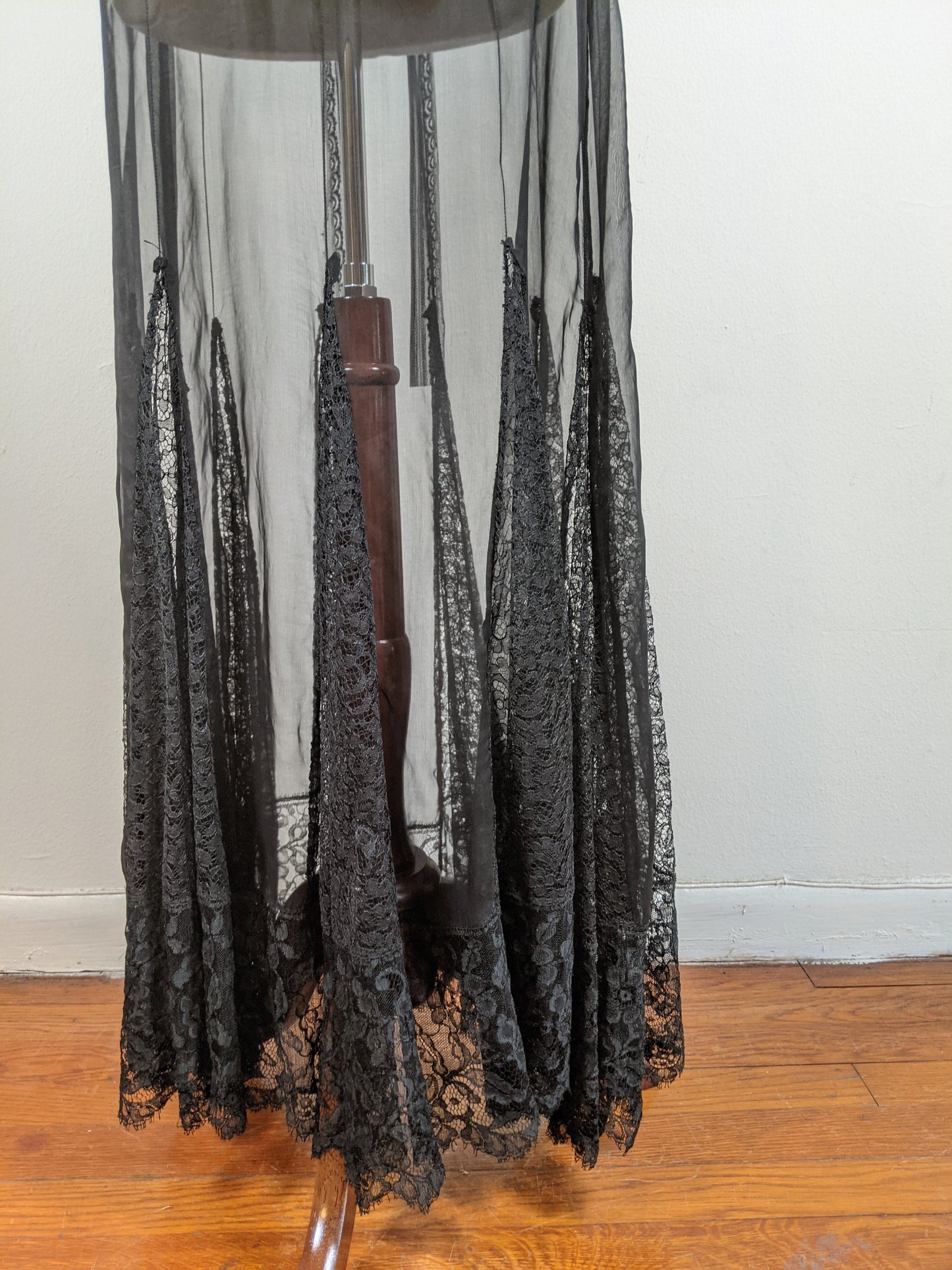 1930s Black Silk + Lace Dress