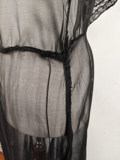 1930s Black Silk + Lace Dress