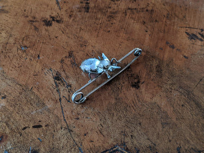 1900s Silver Fly Moonstone Pin