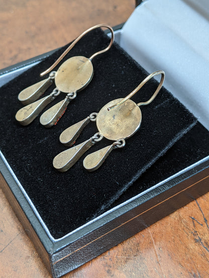 19th c. Micromosaic Beetle Earrings