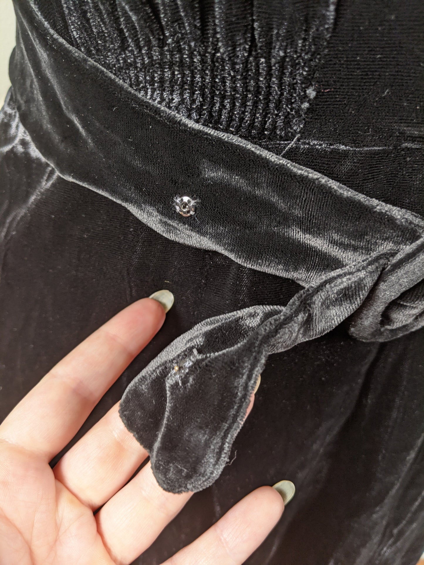 1930s-1940s Rayon Velvet Dress | XL