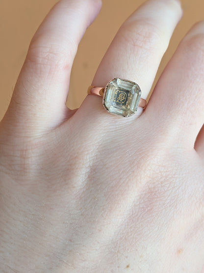 18th c Stuart Crystal Ring in Gold and Silver