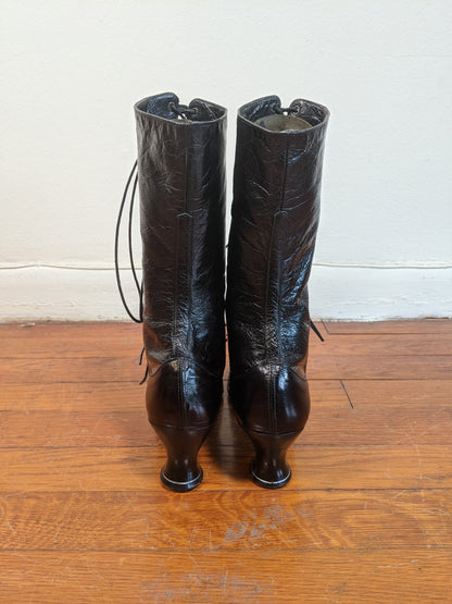 1910s-1920s Black Louis Heel Boots | Approx 6.5-7