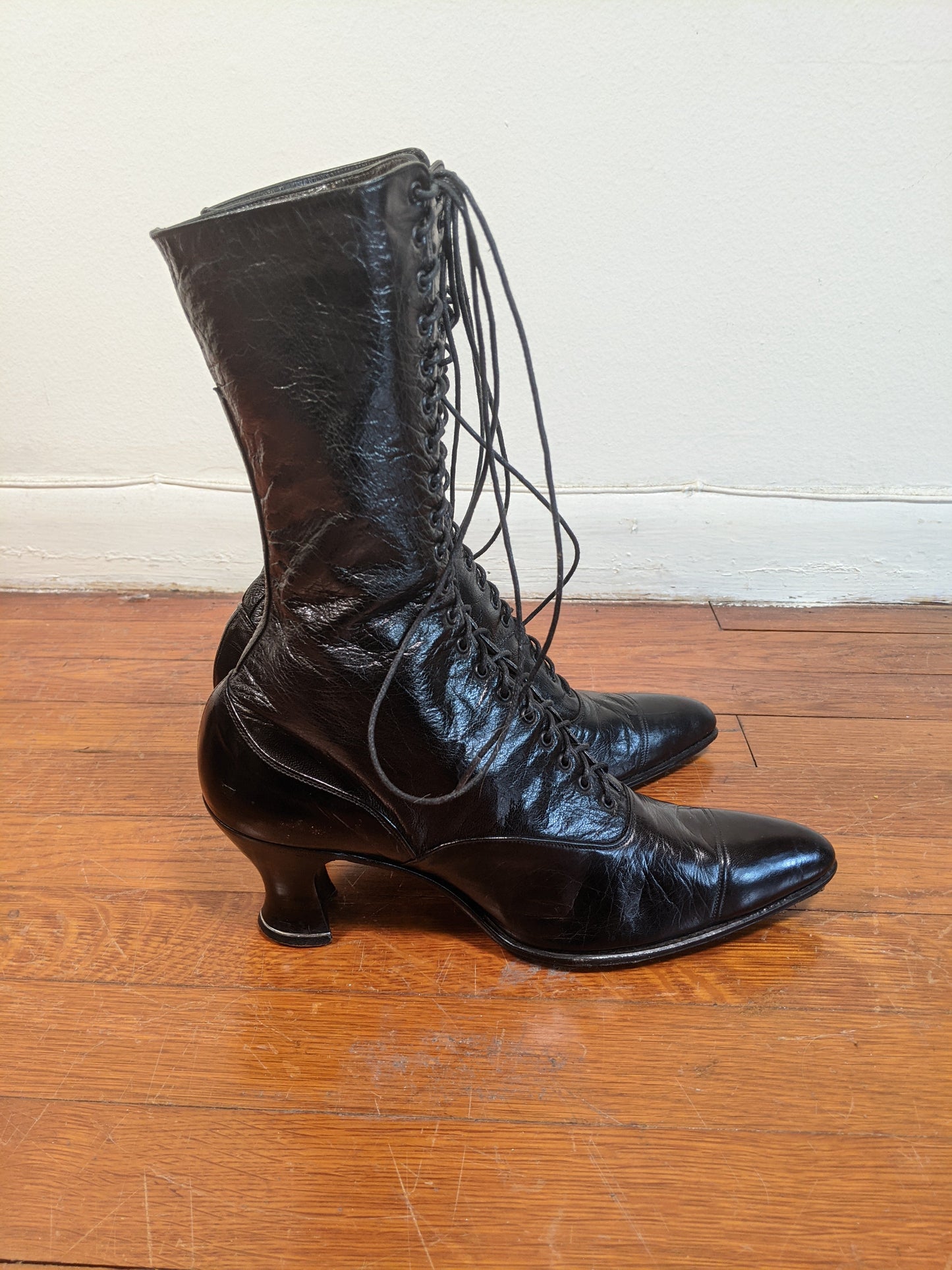 1910s-1920s Black Louis Heel Boots | Approx 6.5-7