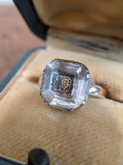 18th c Stuart Crystal Ring in Gold and Silver