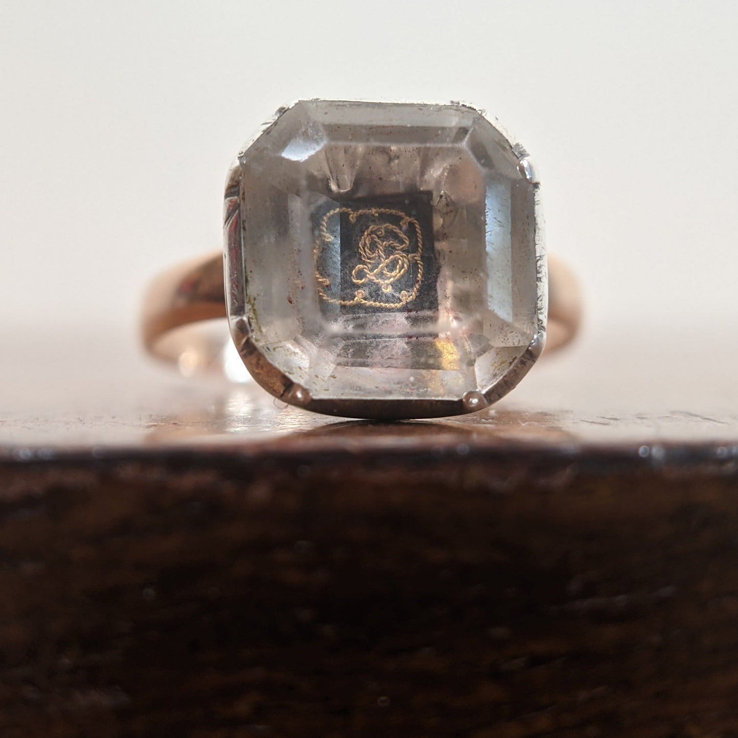 18th c Stuart Crystal Ring in Gold and Silver