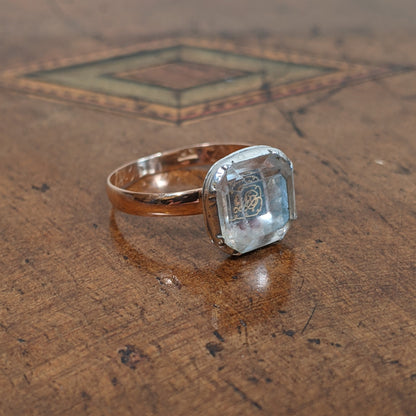 18th c Stuart Crystal Ring in Gold and Silver
