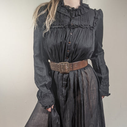 1900s Black Cotton Wrapper Dress