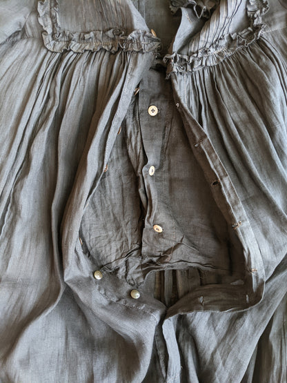 1900s Black Cotton Wrapper Dress