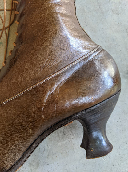 1910s-1920s Brown Louis Heel Boots | Sz 7.5-8