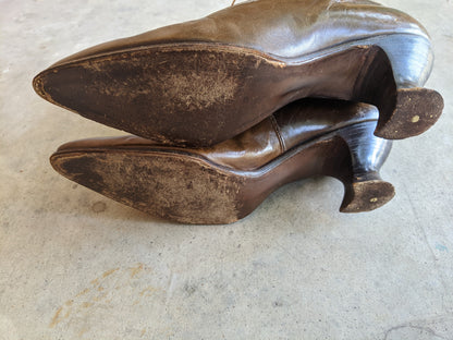 1910s-1920s Brown Louis Heel Boots | Sz 7.5-8